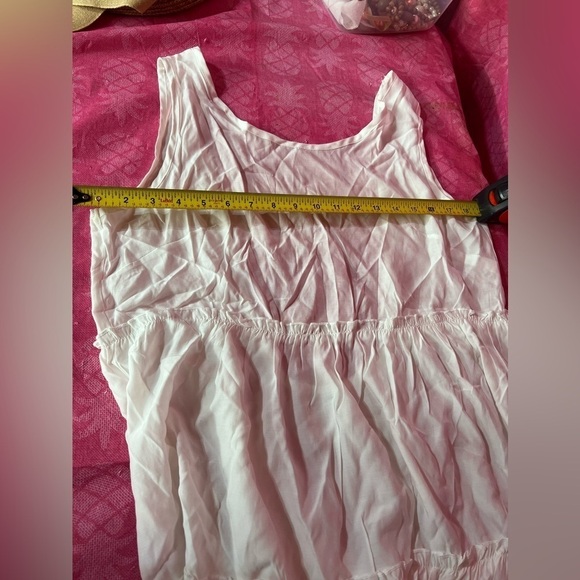 A-Line Midi White Dress with Ruffles & Cut-Out Back - Size L - Picture 6 of 7